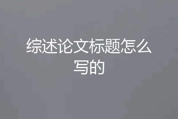 综述论文标题怎么写的