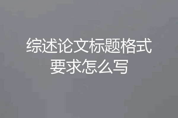 综述论文标题格式要求怎么写