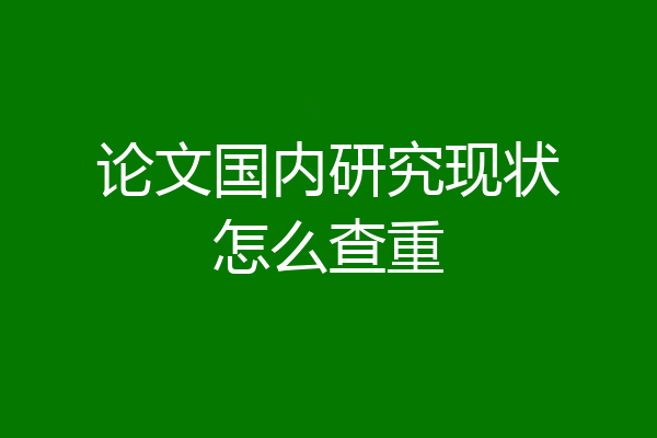 论文国内研究现状怎么查重