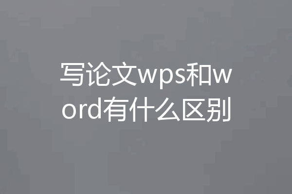 写论文wps和word有什么区别