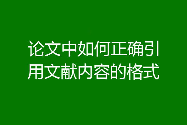 论文中如何正确引用文献内容的格式