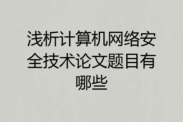 浅析计算机网络安全技术论文题目有哪些