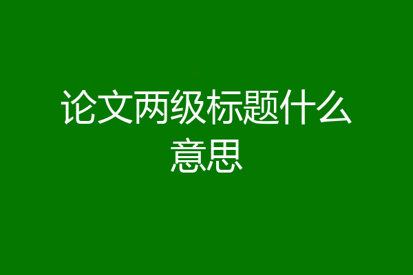 论文两级标题什么意思