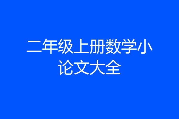 二年级上册数学小论文大全