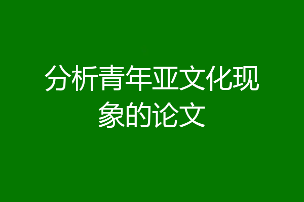 分析青年亚文化现象的论文
