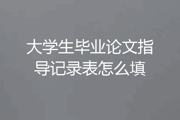 大学生毕业论文指导记录表怎么填