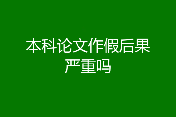 本科论文作假后果严重吗