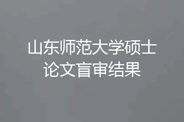 山东师范大学硕士论文盲审结果