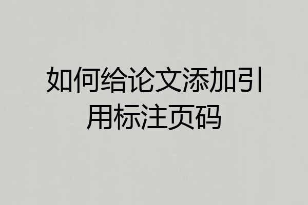 如何给论文添加引用标注页码