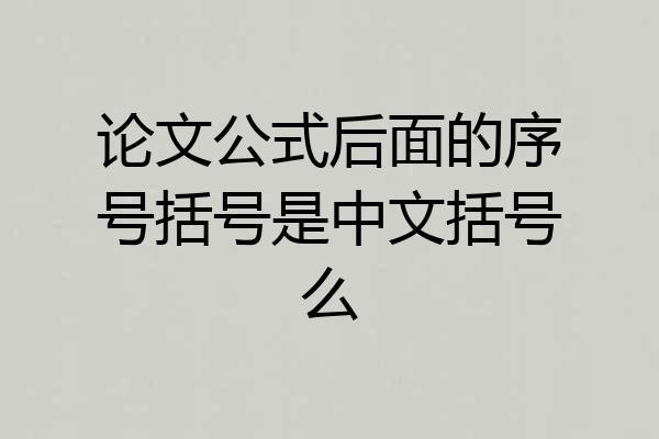论文公式后面的序号括号是中文括号么