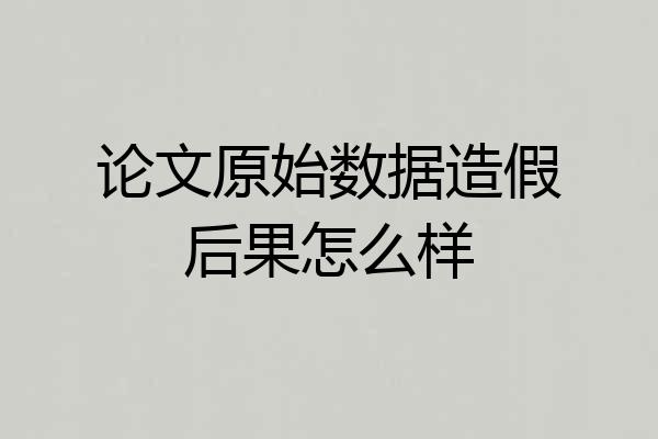 论文原始数据造假后果怎么样