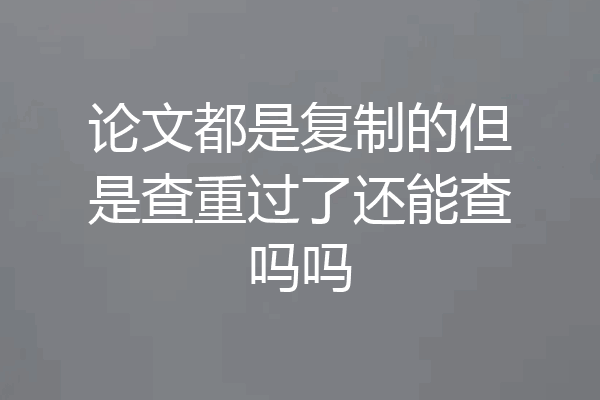 论文都是复制的但是查重过了还能查吗吗