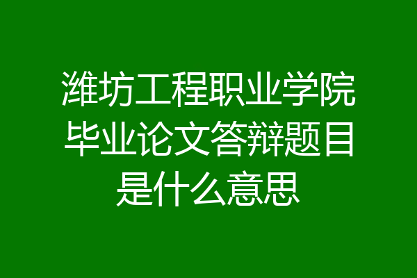 潍坊工程职业学院毕业论文答辩题目是什么意思