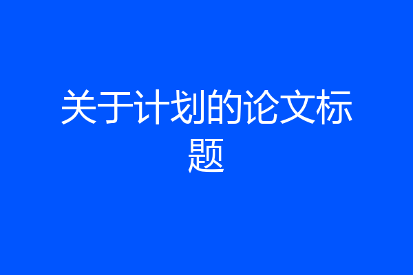 关于计划的论文标题
