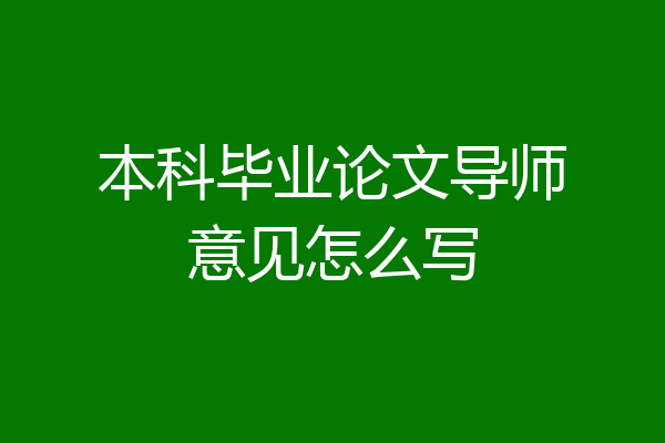 本科毕业论文导师意见怎么写