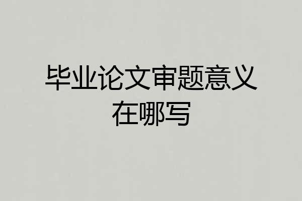 毕业论文审题意义在哪写