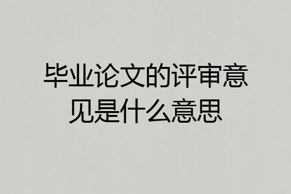 毕业论文的评审意见是什么意思
