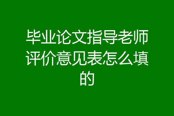 毕业论文指导老师评价意见表怎么填的
