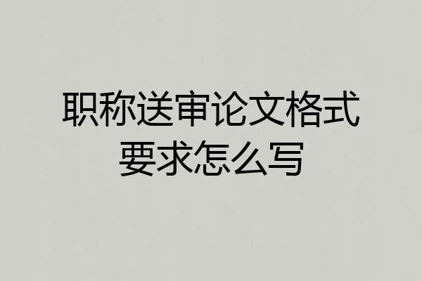 职称送审论文格式要求怎么写