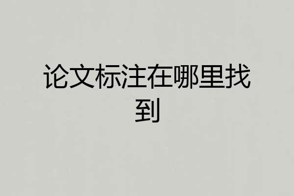 论文标注在哪里找到