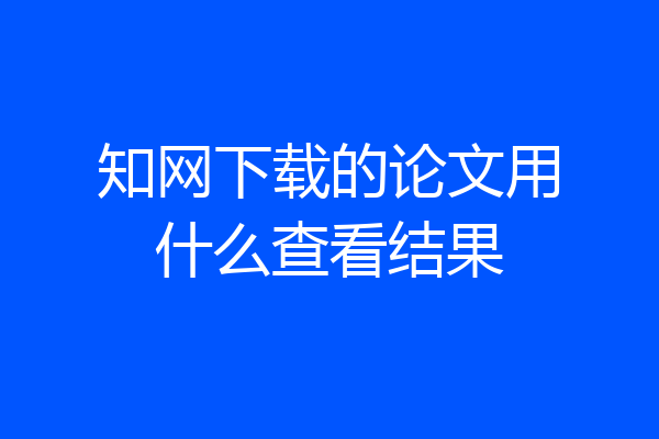 知网下载的论文用什么查看结果
