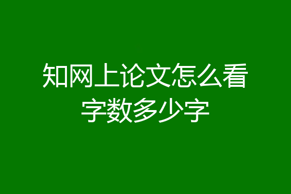 知网上论文怎么看字数多少字
