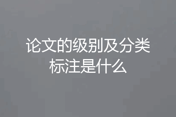论文的级别及分类标注是什么