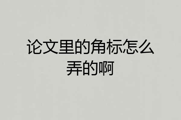 论文里的角标怎么弄的啊