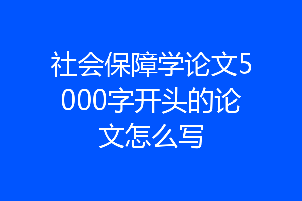 社会保障学论文5000字开头的论文怎么写