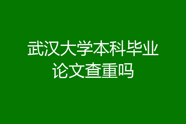 武汉大学本科毕业论文查重吗