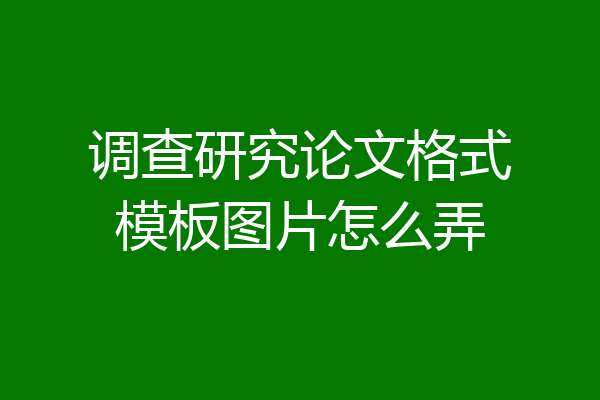 调查研究论文格式模板图片怎么弄