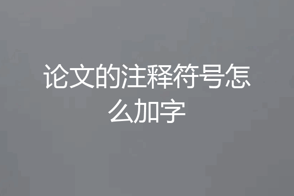 论文的注释符号怎么加字