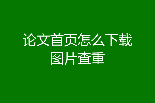 论文首页怎么下载图片查重