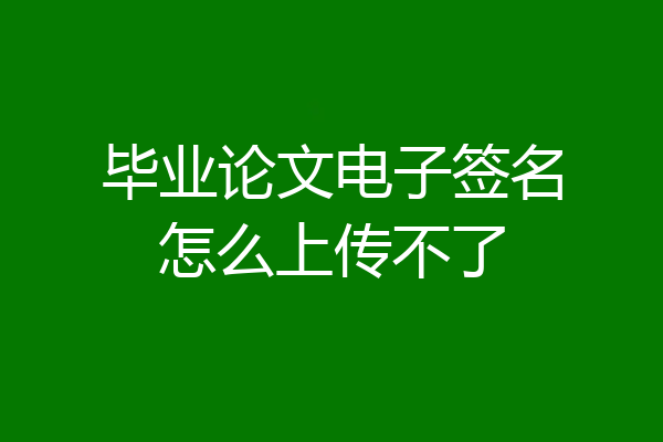 毕业论文电子签名怎么上传不了