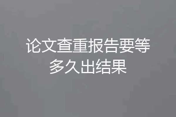 论文查重报告要等多久出结果