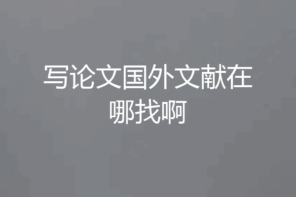 写论文国外文献在哪找啊