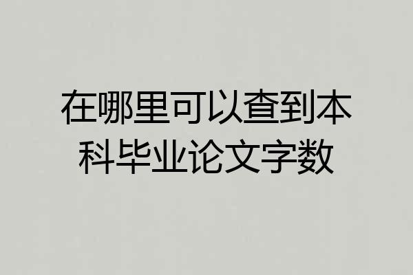 在哪里可以查到本科毕业论文字数