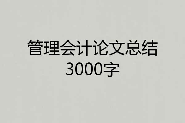 管理会计论文总结3000字