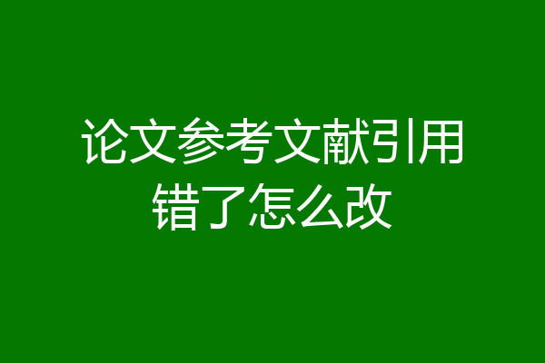 论文参考文献引用错了怎么改