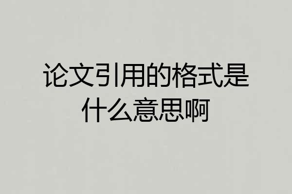 论文引用的格式是什么意思啊