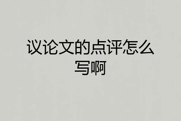 议论文的点评怎么写啊