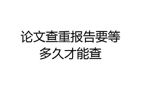 论文查重报告要等多久才能查