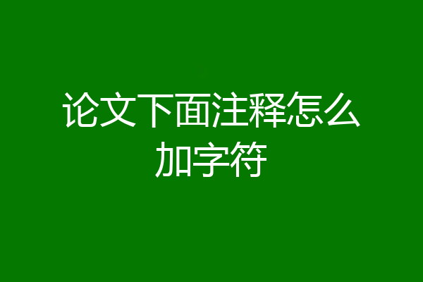 论文下面注释怎么加字符