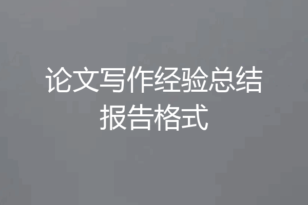 论文写作经验总结报告格式
