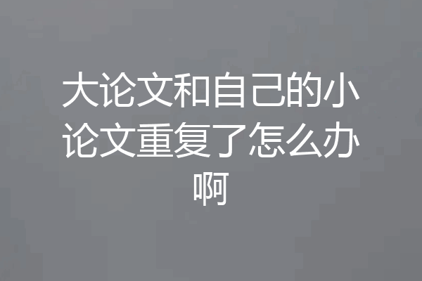 大论文和自己的小论文重复了怎么办啊