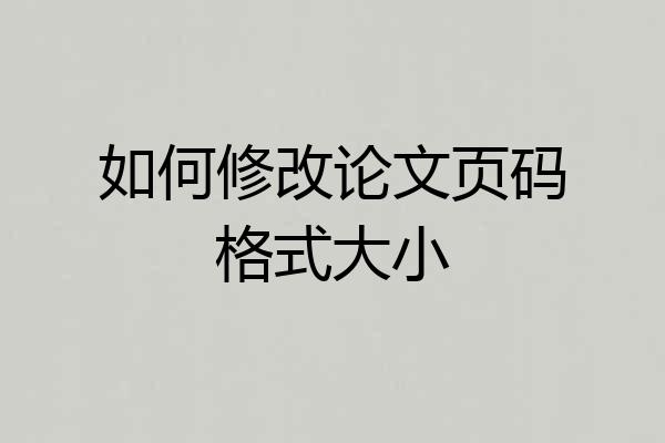 如何修改论文页码格式大小