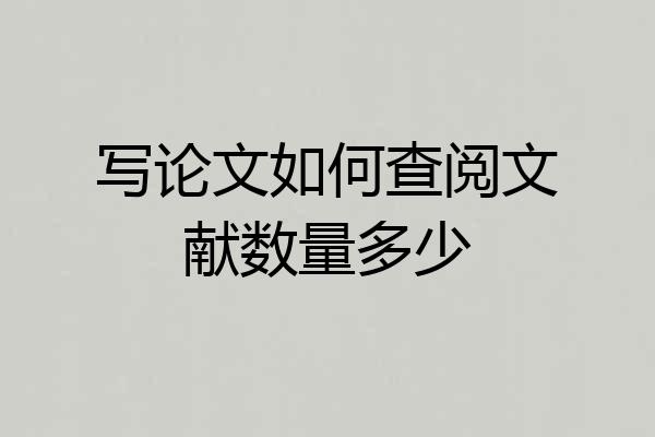 写论文如何查阅文献数量多少
