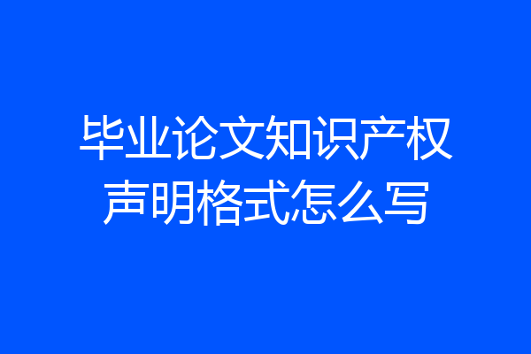 毕业论文知识产权声明格式怎么写