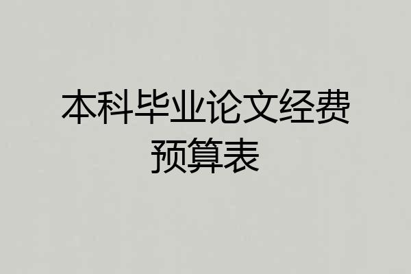 本科毕业论文经费预算表