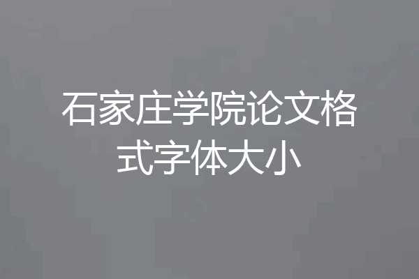 石家庄学院论文格式字体大小